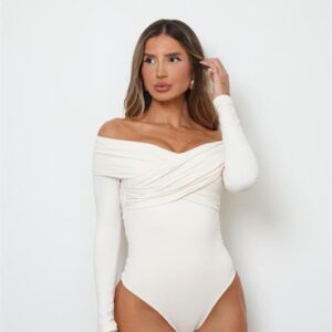 Body Off Shoulder Manga Longa Decote Cruzado Feminino M