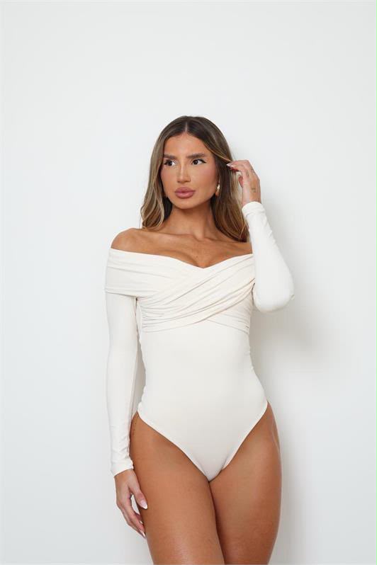 Body Off Shoulder Manga Longa Decote Cruzado Feminino M